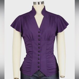Chic Star Debonair Steampunk button up Victorian blouse tie back sz 3X US 24